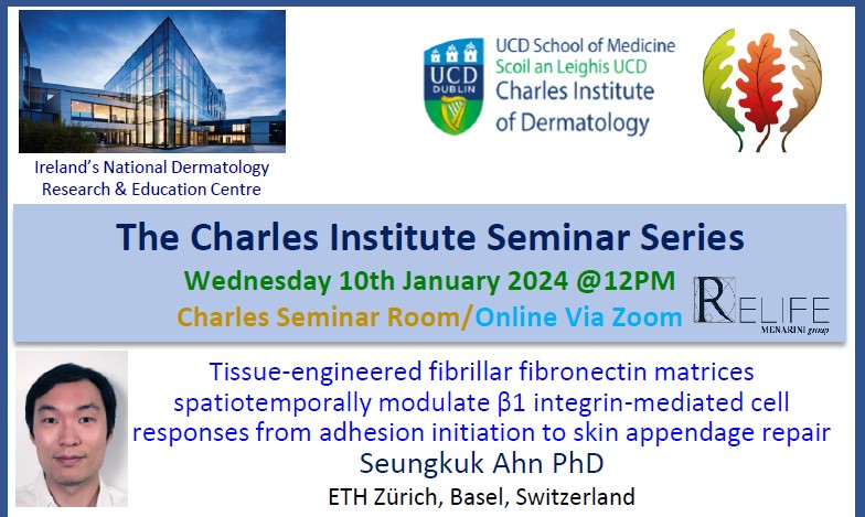 Talk 5 - "Tissue-engineered fibrillar fibronectin matrices spatiotemporally modulate &beta;1 integrin-mediated cell responses from adhesion initiation to skin appendage repair" by Prof. SeungkukAhn, ETH Z&uuml;rich, Basel, Switzerland